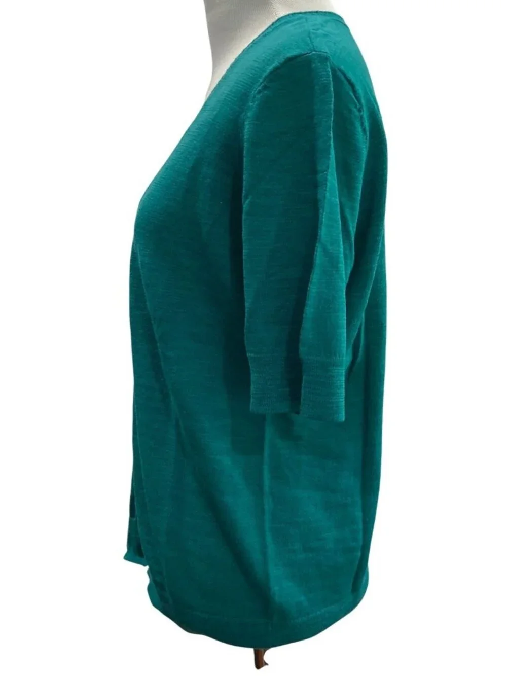 Caslon Button Up Knit Cardigan PXL Teal Short Sleeves Coastal Grandma Twee Retro